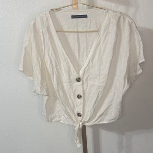 Abercrombie & Fitch Cream Buttoned Blouse- Small